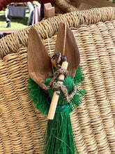 Load image into Gallery viewer, The Angels From On High Handcrafted Fiber Christmas Ornaments from Tanzania by Her Best Foot Forward feature palm leaves, green grass, and twine tied to a wicker basket with a central wooden stick and knotted rope, inspired by artisan-crafted angels.