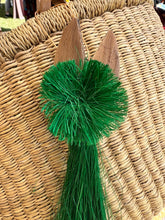 Load image into Gallery viewer, Angels From On High by Her Best Foot Forward are handcrafted fiber Christmas ornaments from Tanzania, made by women artisans using woven green grass and brown wooden accents for a decorative touch.